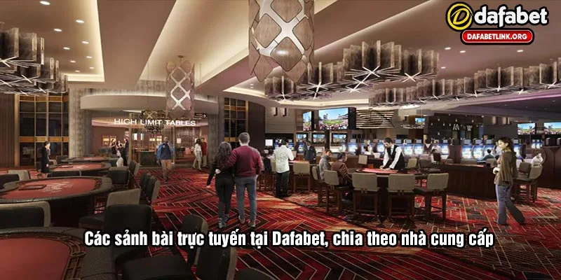 Các sảnh bài trực tuyến tại Dafabet, chia theo nhà cung cấp: Evolution, Playtech, Pragmatic...